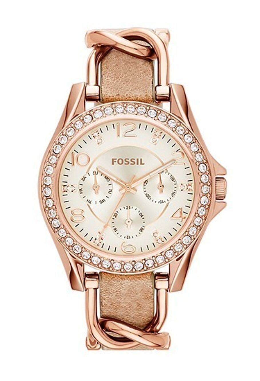 Fossil ES3466 Women’s Rose Gold-Tone Crystal Bezel Quartz Chronograph w/ Box